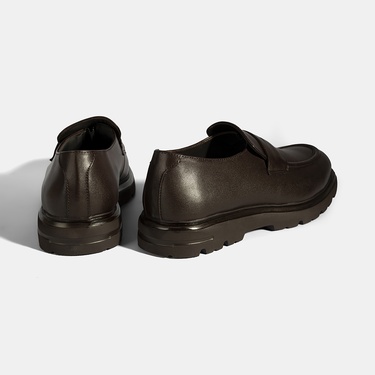  Erkek Kahve Deri Loafer