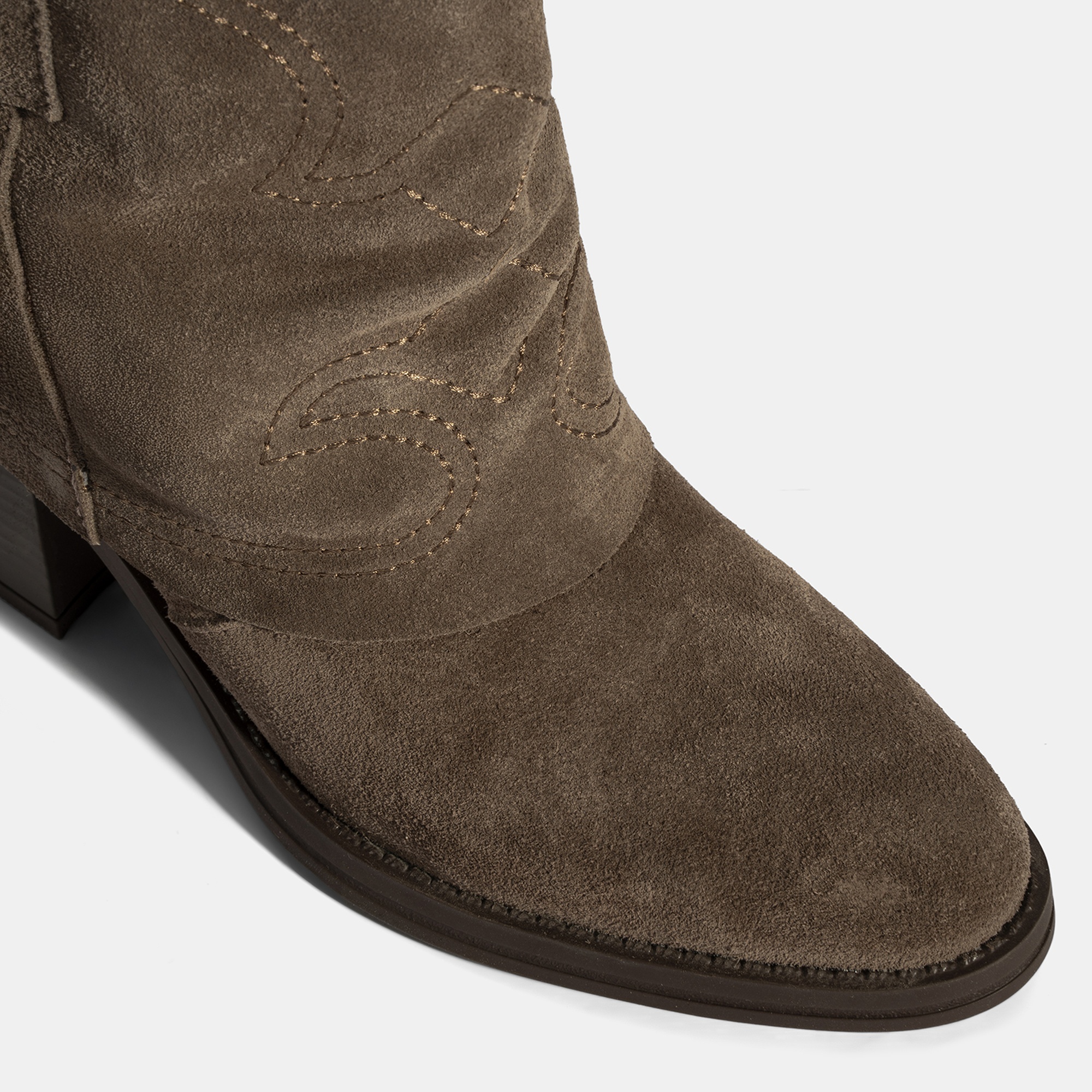 Kadın Vizon İşleme Detaylı Kalın Topuklu Bot