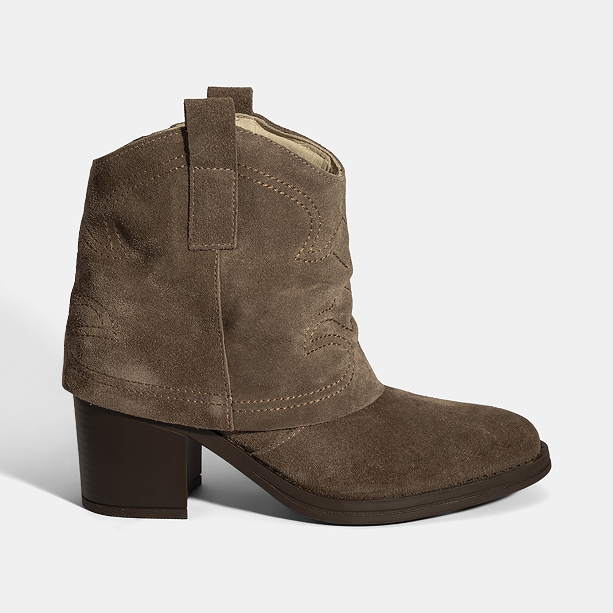 Kadın Vizon İşleme Detaylı Kalın Topuklu Bot