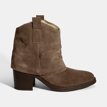  Kadın Vizon İşleme Detaylı Kalın Topuklu Bot