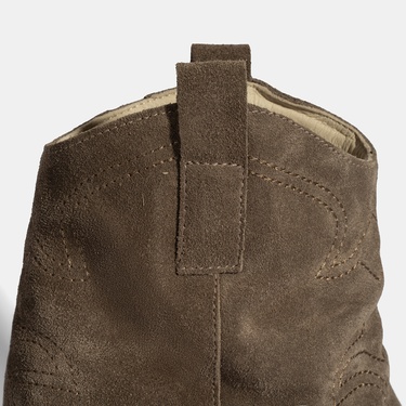  Kadın Vizon İşleme Detaylı Kalın Topuklu Bot