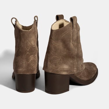  Kadın Vizon İşleme Detaylı Kalın Topuklu Bot