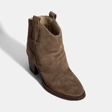  Kadın Vizon İşleme Detaylı Kalın Topuklu Bot