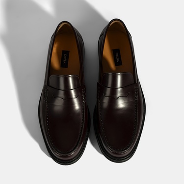  Erkek Bordo Deri Loafer