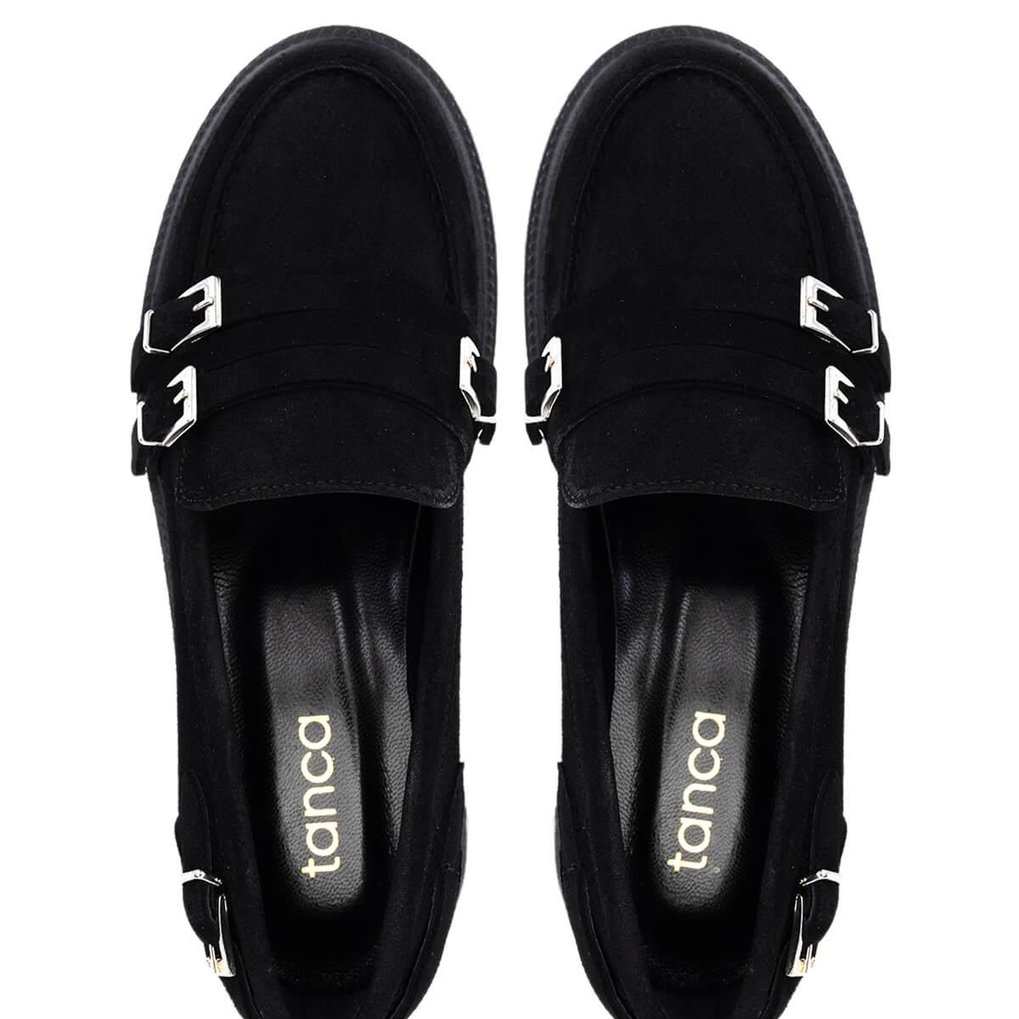 Tamer Tanca Kadın Hakiki Deri Siyah Süet Loafer Ayakkabı