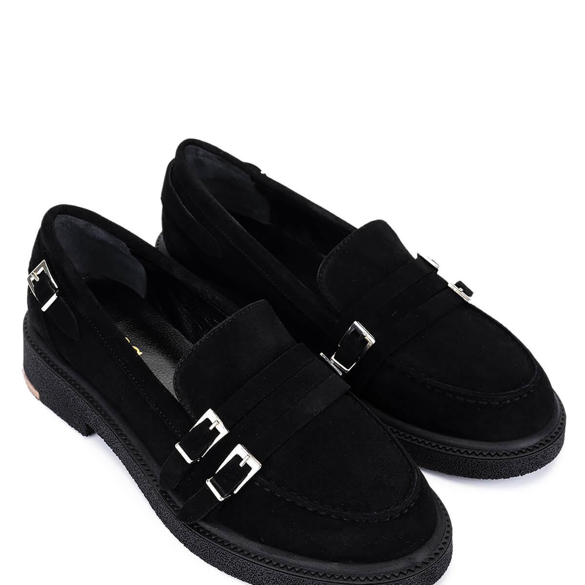 Tamer Tanca Kadın Hakiki Deri Siyah Süet Loafer Ayakkabı