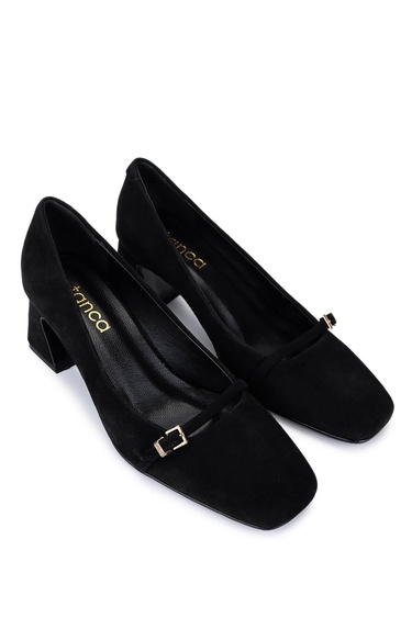  Tamer Tanca Kadın Hakiki Deri Siyah Süet Klasik Ayakkabı