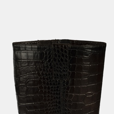  DESA Kadın Kahve Kroko Baskılı Kalın Topuklu Deri Çizme