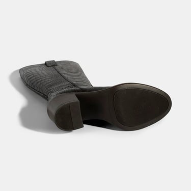  DESA Kadın Kahve Kroko Baskılı Kalın Topuklu Deri Çizme