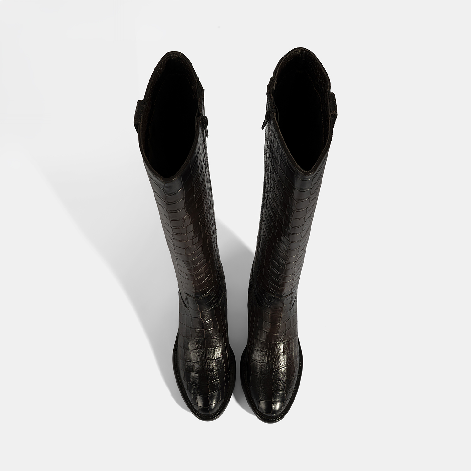 Desa DESA Kahverengi Kadın Kahve Kroko Baskılı Kalın Topuklu Deri Çizme FashFed'de! Kahverengi - 9. görsel