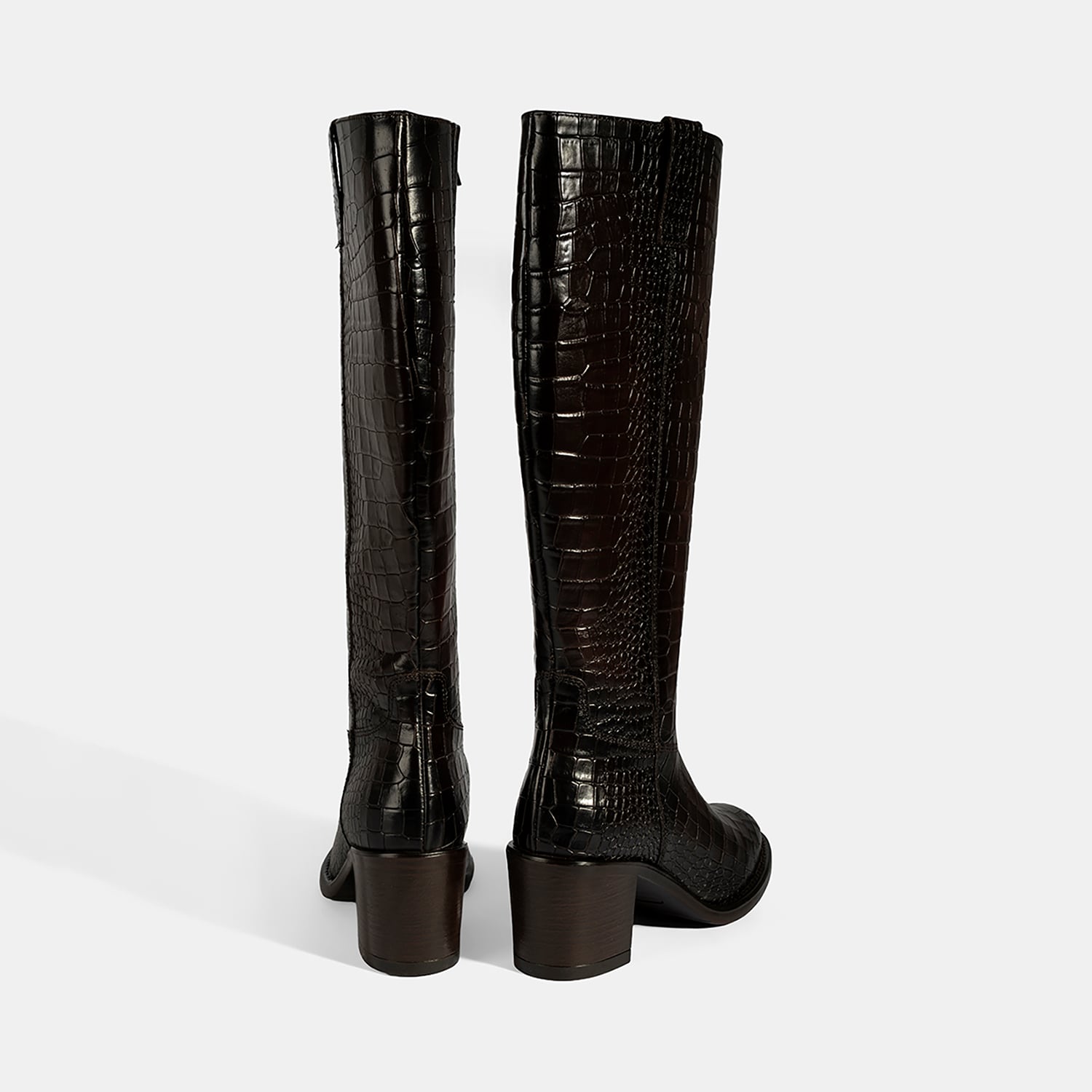 Desa DESA Kahverengi Kadın Kahve Kroko Baskılı Kalın Topuklu Deri Çizme FashFed'de! Kahverengi - 10. görsel