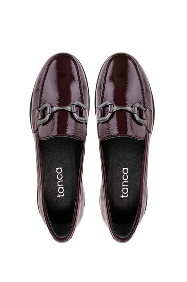  Tamer Tanca Kadın Hakiki Deri Bordo Loafer Ayakkabı