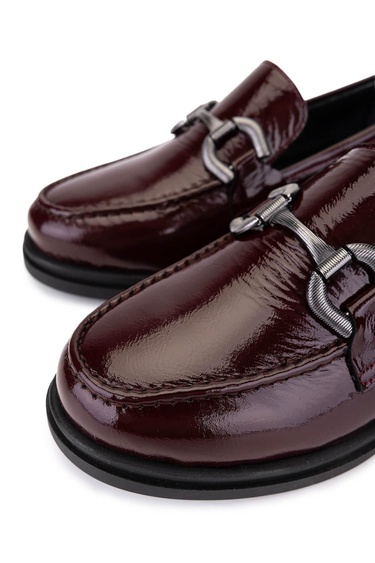  Tamer Tanca Kadın Hakiki Deri Bordo Loafer Ayakkabı