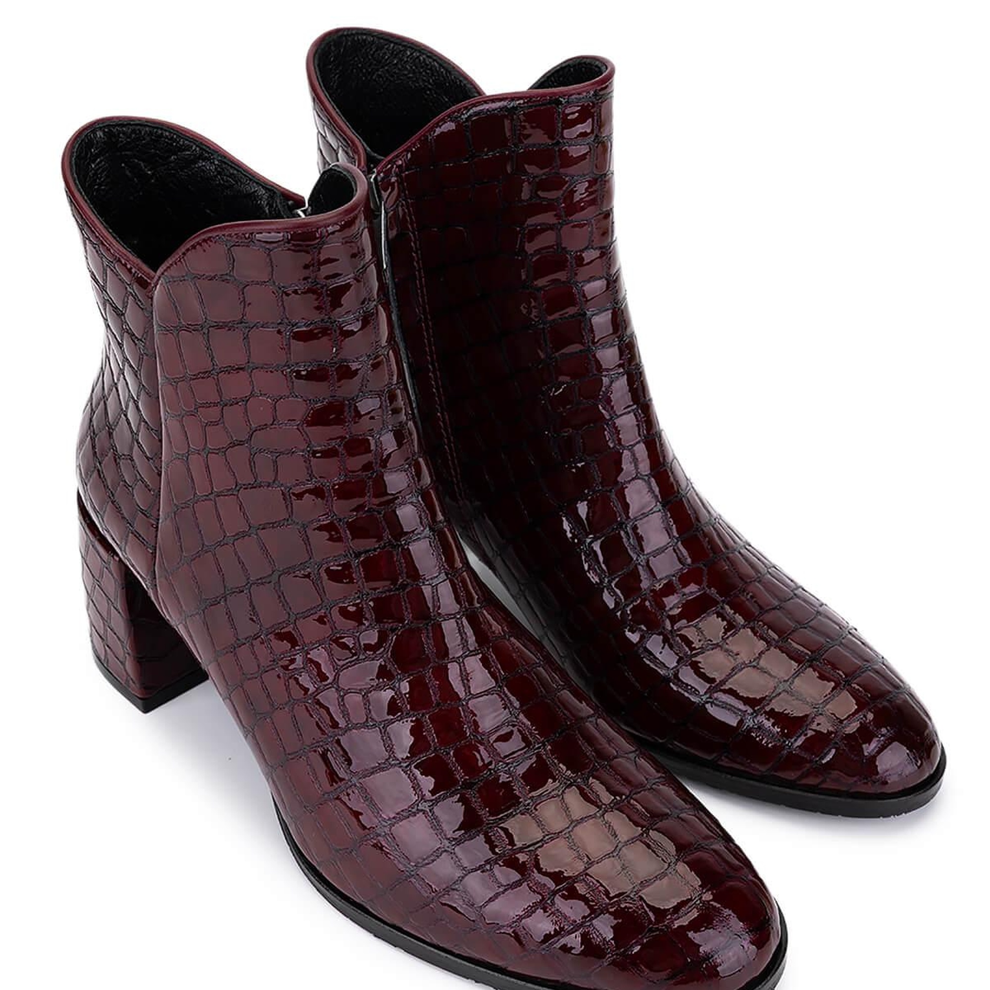 Tamer Tanca Kadın Hakiki Deri Bordo Rugan Klasik Bot