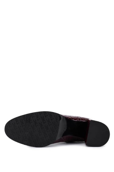  Tamer Tanca Kadın Hakiki Deri Bordo Rugan Klasik Bot