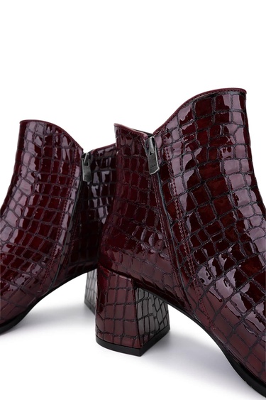  Tamer Tanca Kadın Hakiki Deri Bordo Rugan Klasik Bot