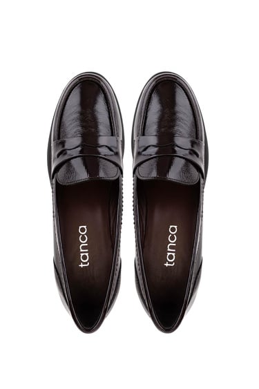  Tamer Tanca Kadın Hakiki Deri Kahverengi Rugan Makosen Ayakkabı