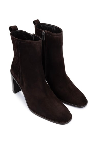  Tamer Tanca Kadın Hakiki Deri Kahverengi Süet Topuklu Bot