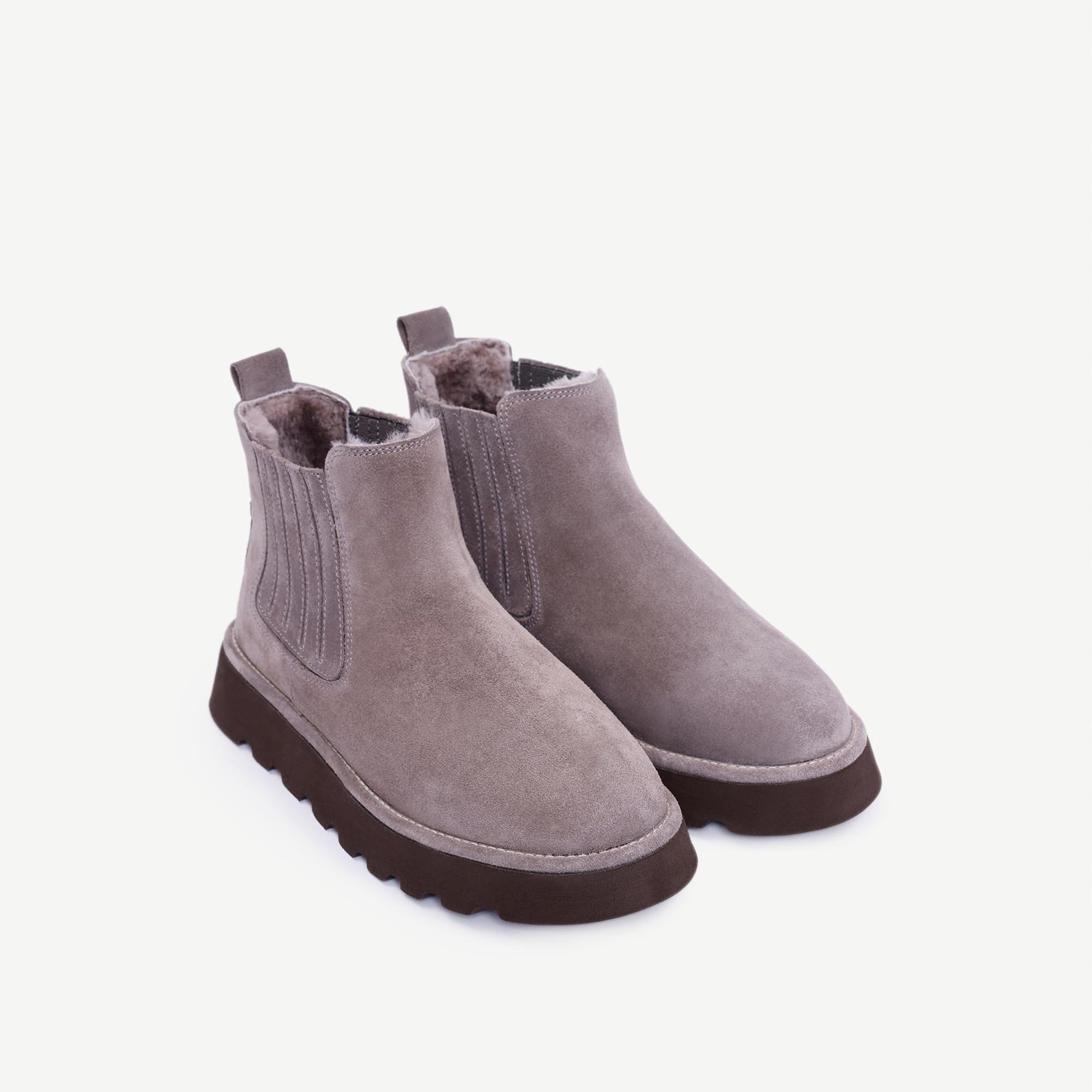 YARGICI Deri Lastikli İçi Kürklü Bot