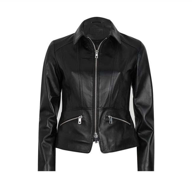  Kadın Siyah Fit Deri Ceket