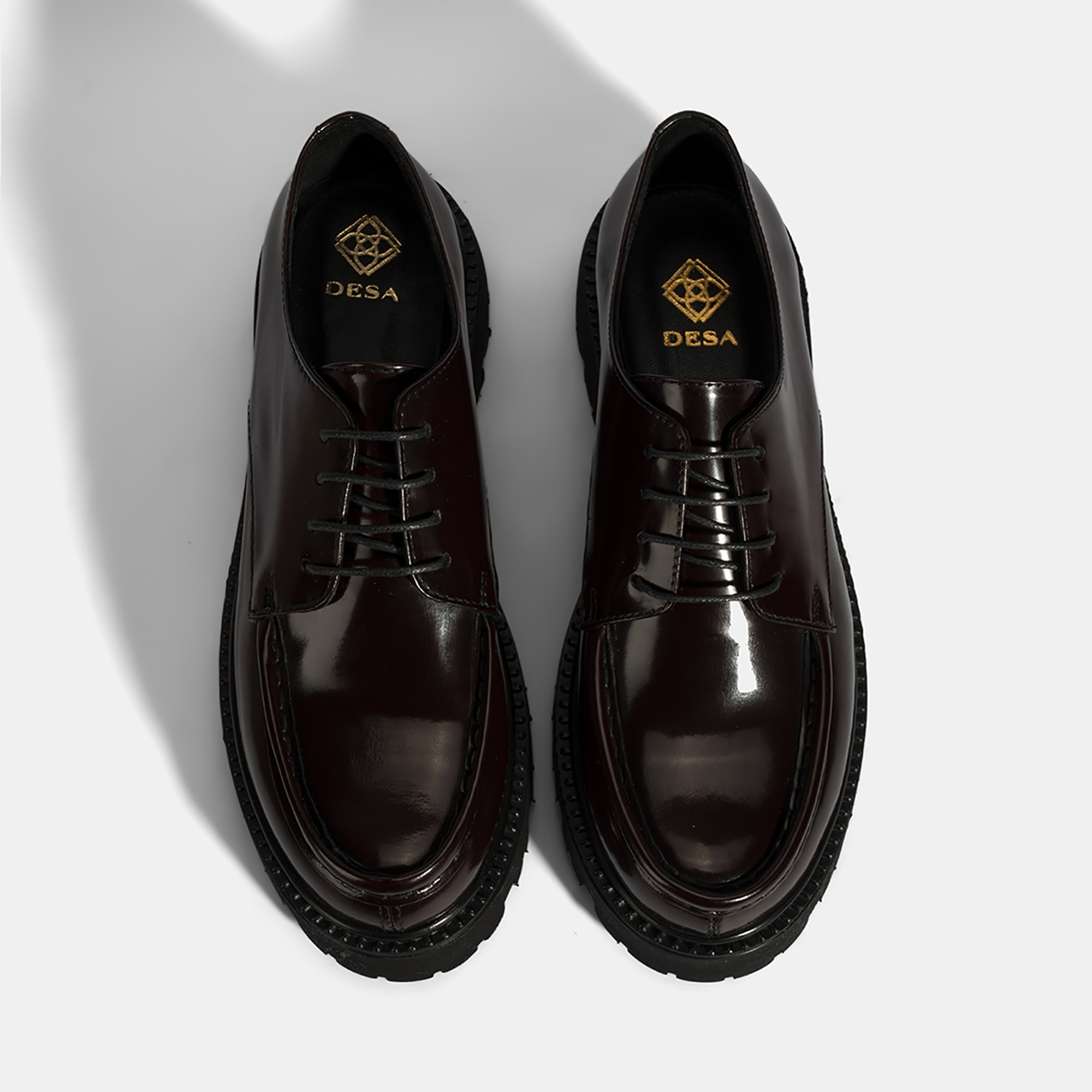 Kadın Bordo Bağcıklı Kalın Tabanlı Deri Günlük Ayakkabı