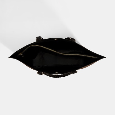  Kadın Kahve Örgü Desenli Omuz Çantası