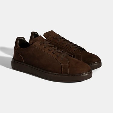  Erkek Koyu Kahve Bağcıklı Günlük Nubuk Deri Ayakkabı