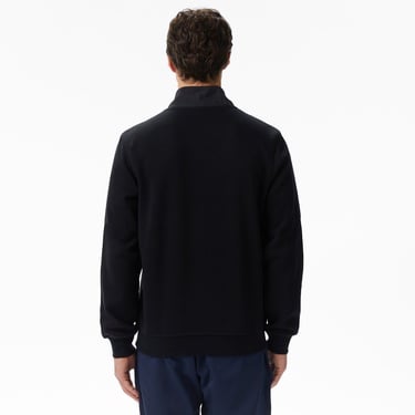  Lacoste Erkek Classic Fit Yarım Fermuarlı Desenli Siyah Sweatshirt