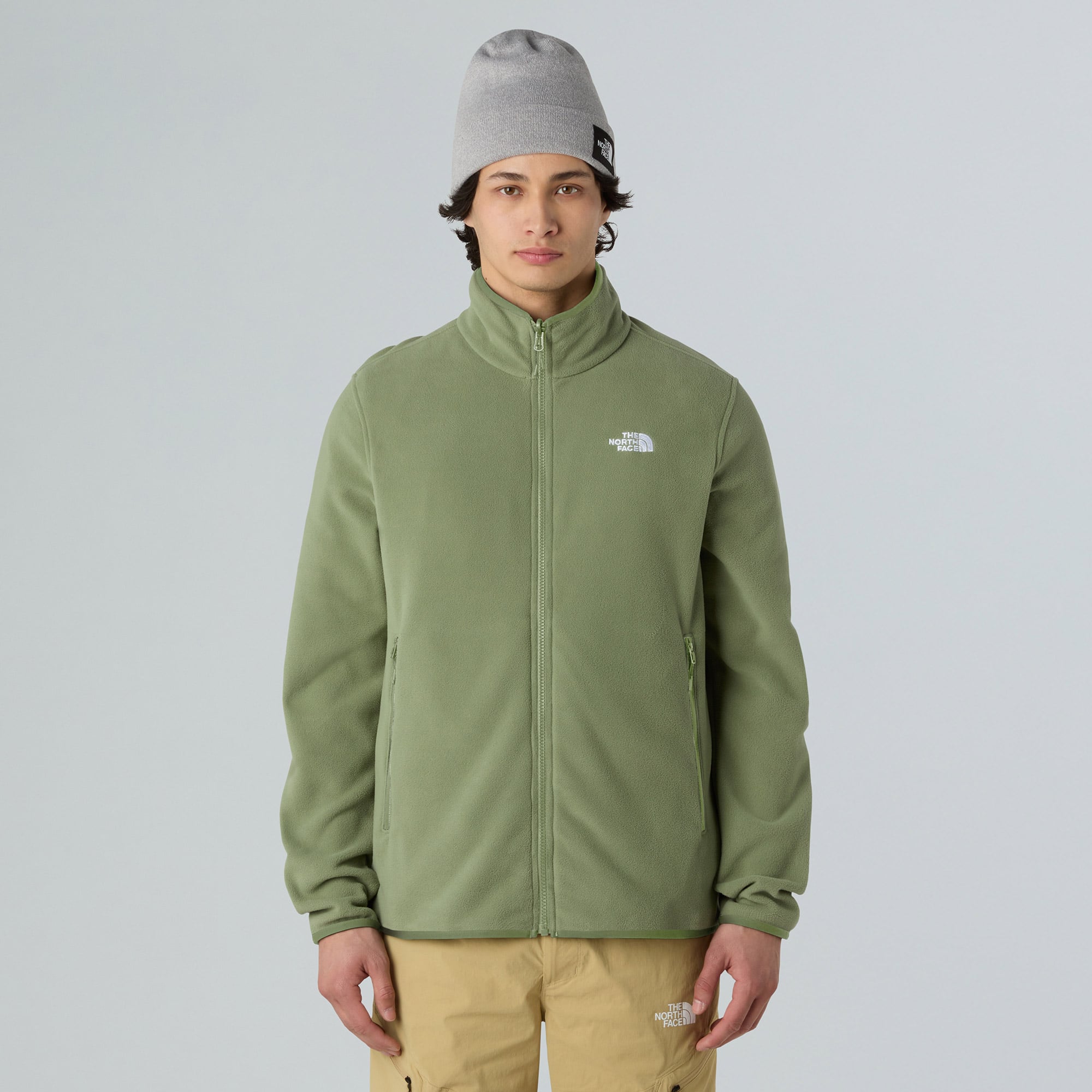  The North Face Glacier Fleece Erkek Haki Outdoor Polar