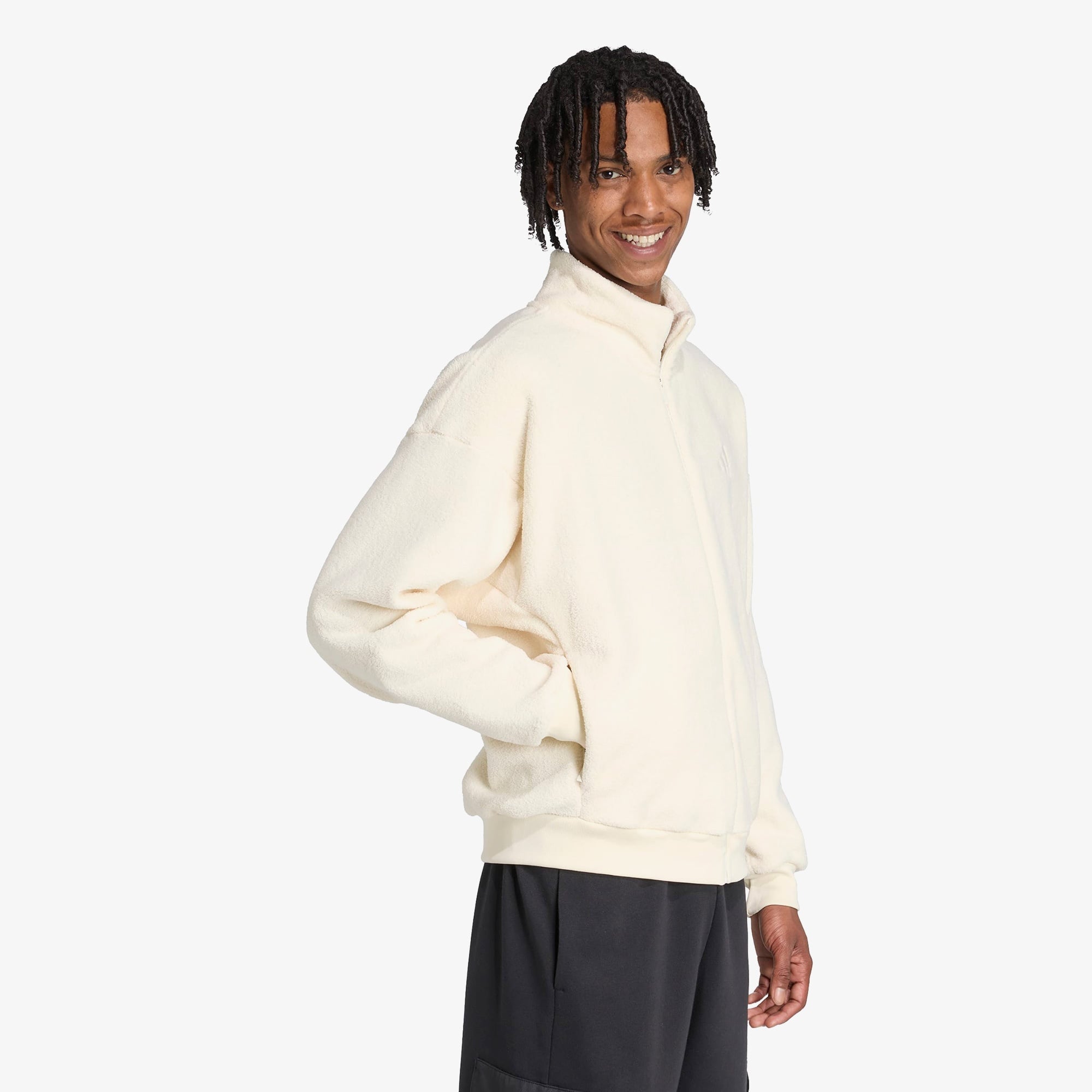 adidas Future icons Small Logo Low Pile Fleece Erkek Beyaz Eşofman Üstü