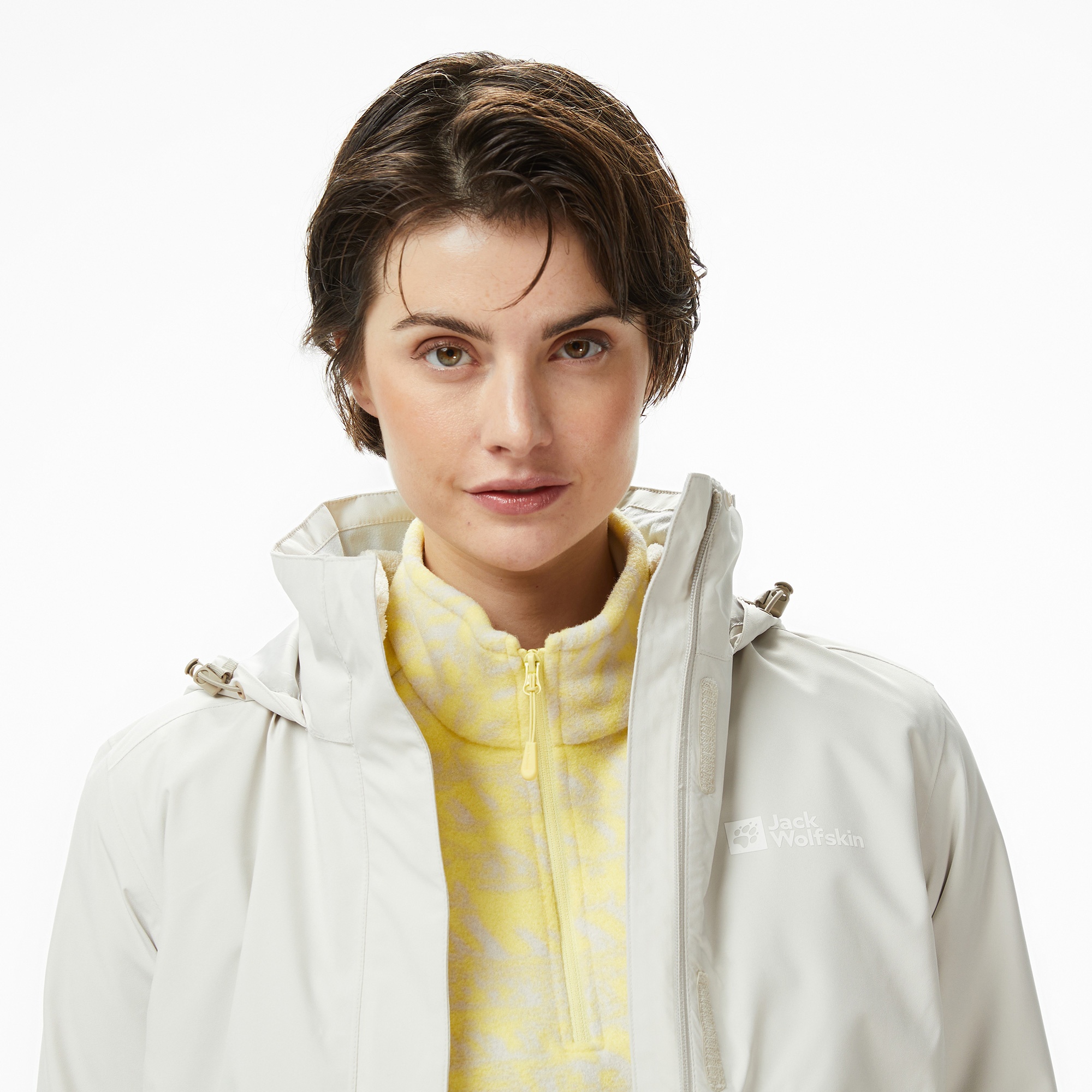 Jack Wolfskin Rotwand 3in1 Kadın Krem Outdoor Ceket