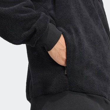  adidas Future icons Small Logo Low Pile Fleece Erkek Siyah Eşofman Üstü