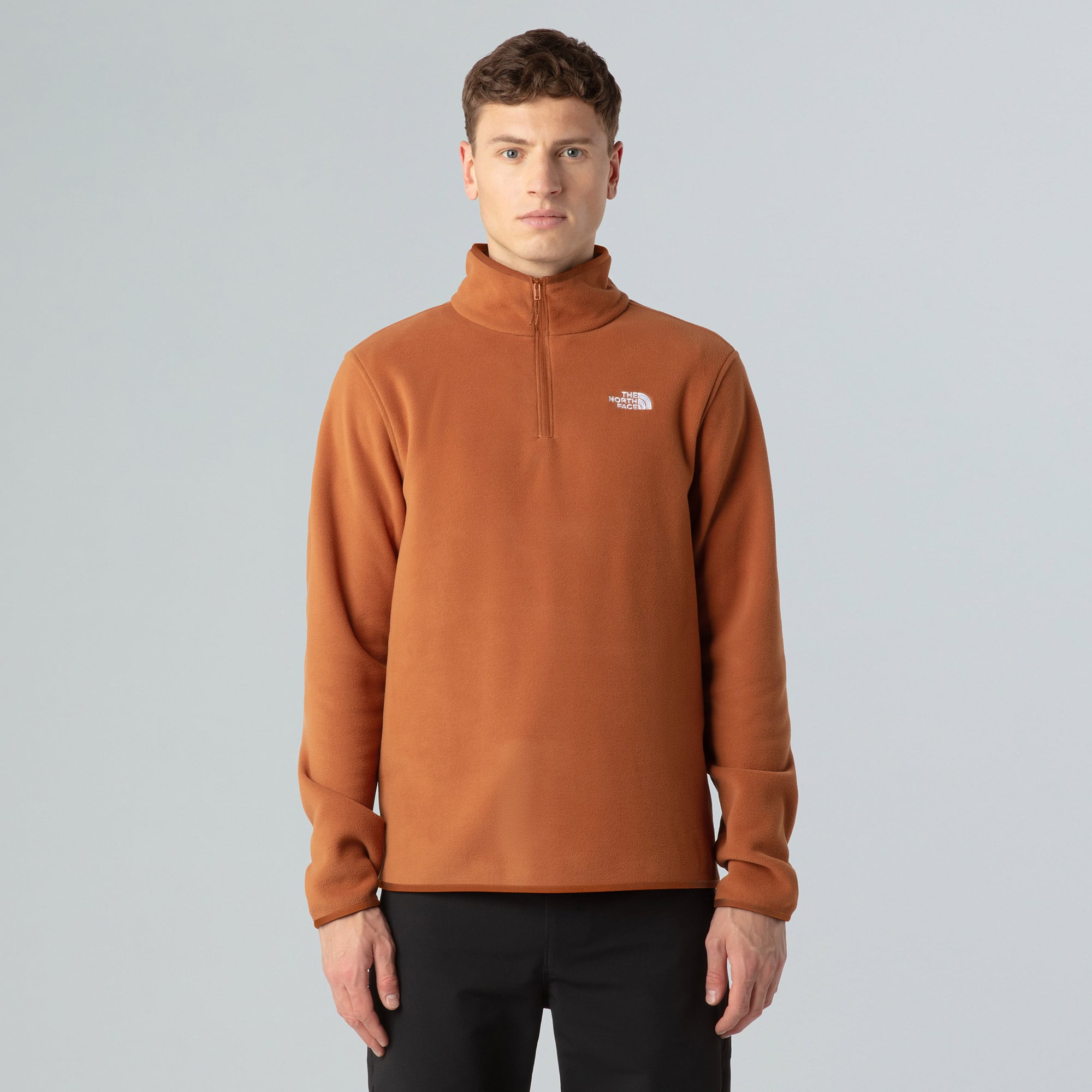  The North Face Glacier Fleece 1/4 Zip Erkek Kahverengi Outdoor Sweatshirt