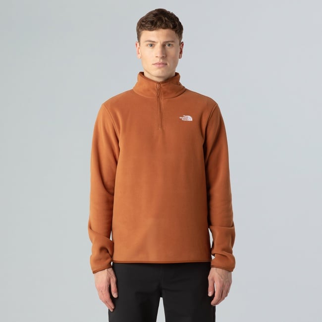  The North Face Glacier Fleece 1/4 Zip Erkek Kahverengi Outdoor Sweatshirt