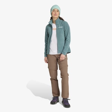  adidas Multi Essentials Full Zip Fleece Kadın Yeşil Yürüyüş Polar