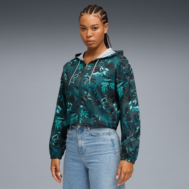  Puma Green Terrains Woven Kadın Yeşil Antrenman Eşofman Üstü