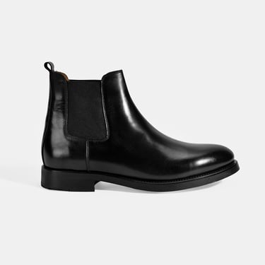  Erkek Siyah Lastikli Deri Bot