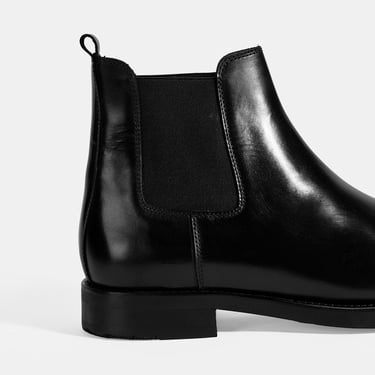  Erkek Siyah Lastikli Deri Bot