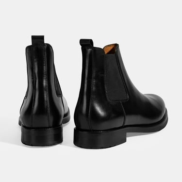  Erkek Siyah Lastikli Deri Bot