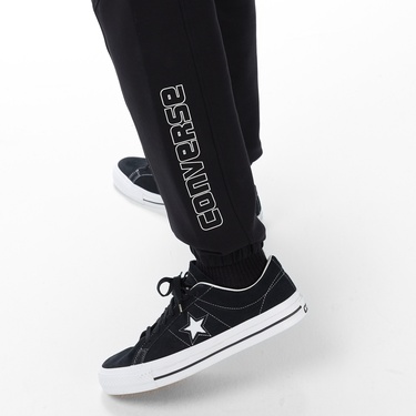  Converse Star Chevron Baskılı Erkek Oversize Fit Siyah Eşofman Altı