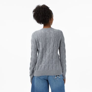  Tommy Hilfiger Soft Wool Cable Cardigan Kadın Triko Gri Hırka