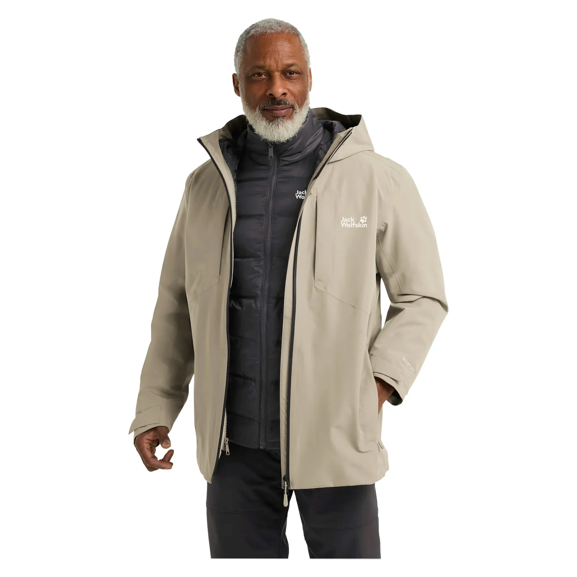 Jack Wolfskin Icecape 3in1 Down Rds Erkek Bej Outdoor Ceketi