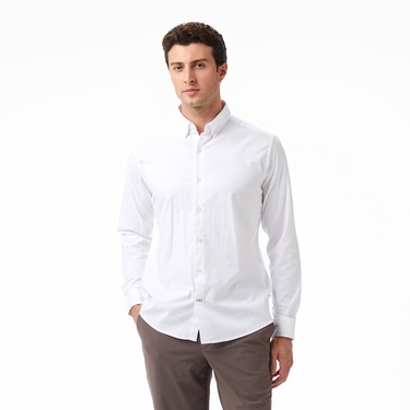  Nautica Erkek Beyaz Slim Fit Gömlek