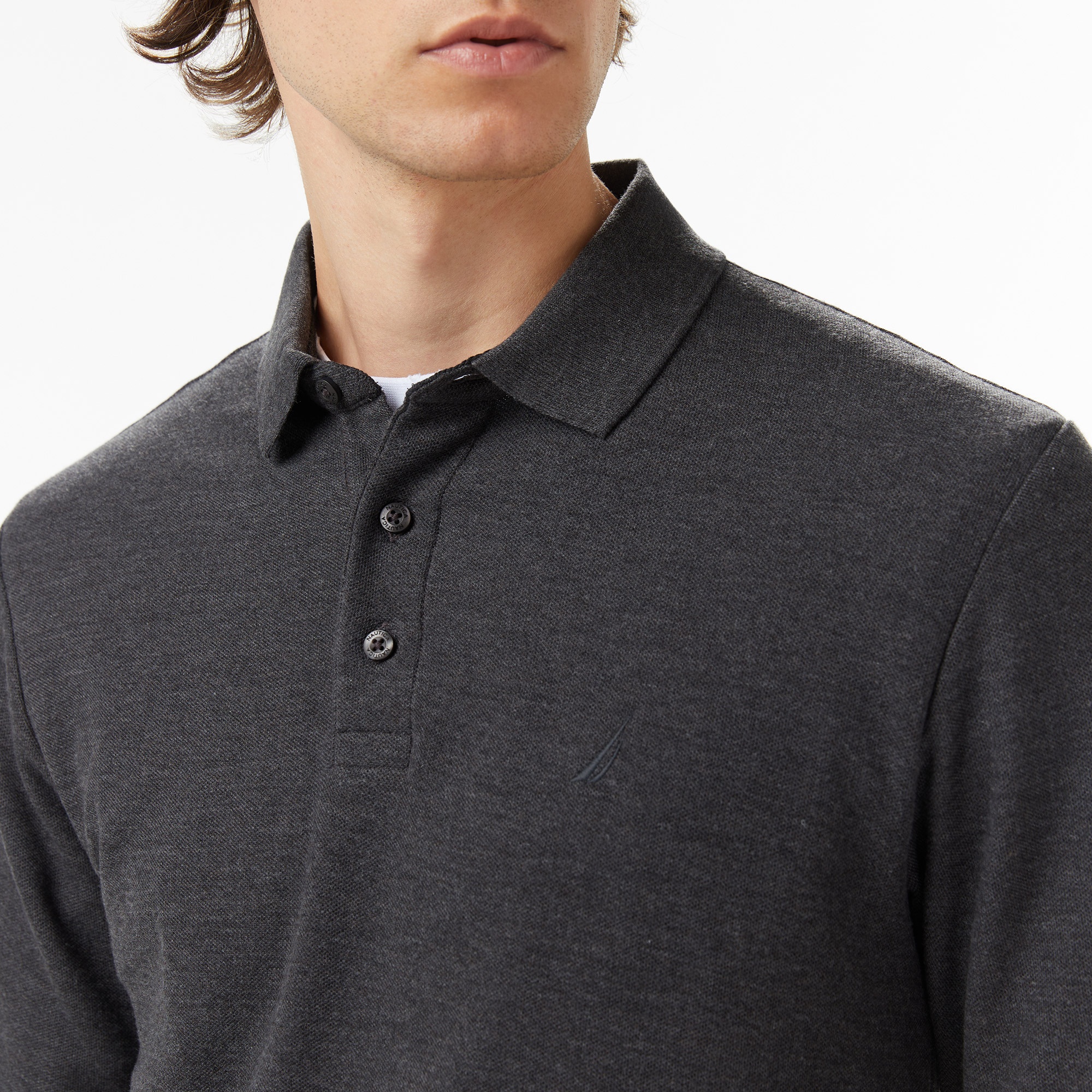 Nautica Erkek Gri Classic Fit Uzun Kollu Polo Yaka T-Shirt