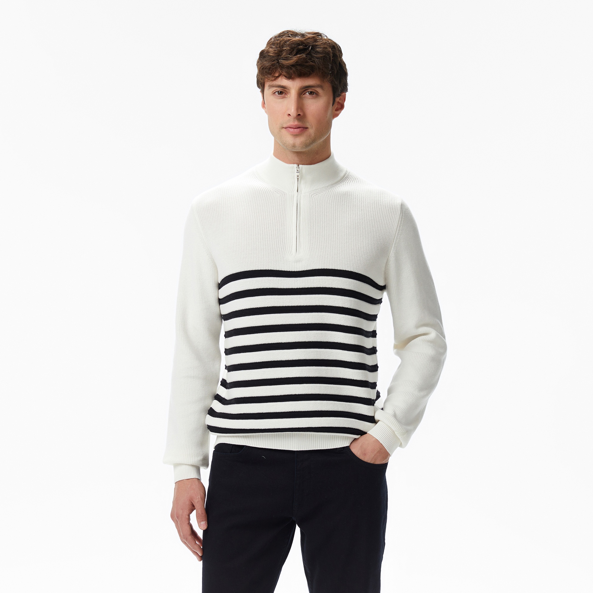 Nautica Erkek Krem Rengi Classic Fit Kazak