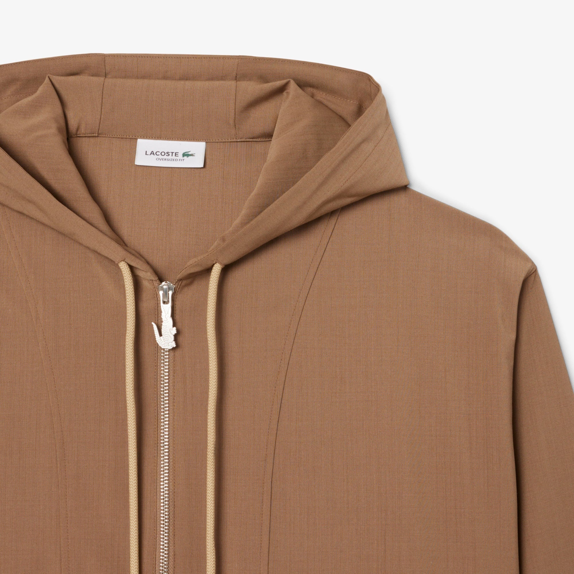 Kadın Oversize Fit Yarım Fermuarlı Kahverengi Ceket