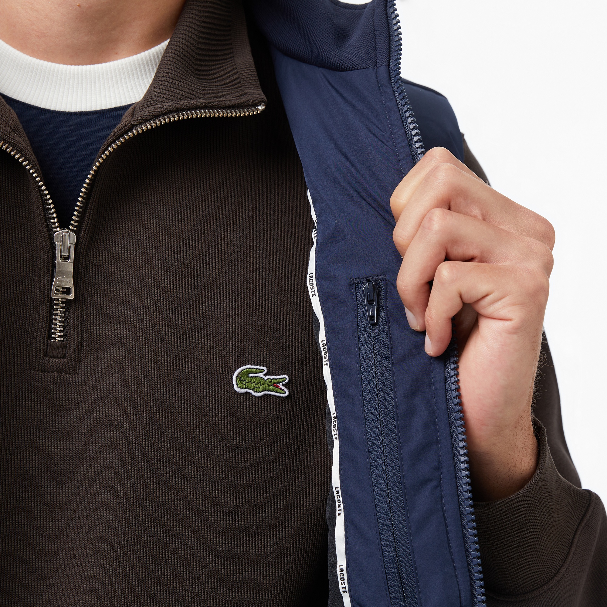 Lacoste Erkek Dik Yaka Lacivert Yelek