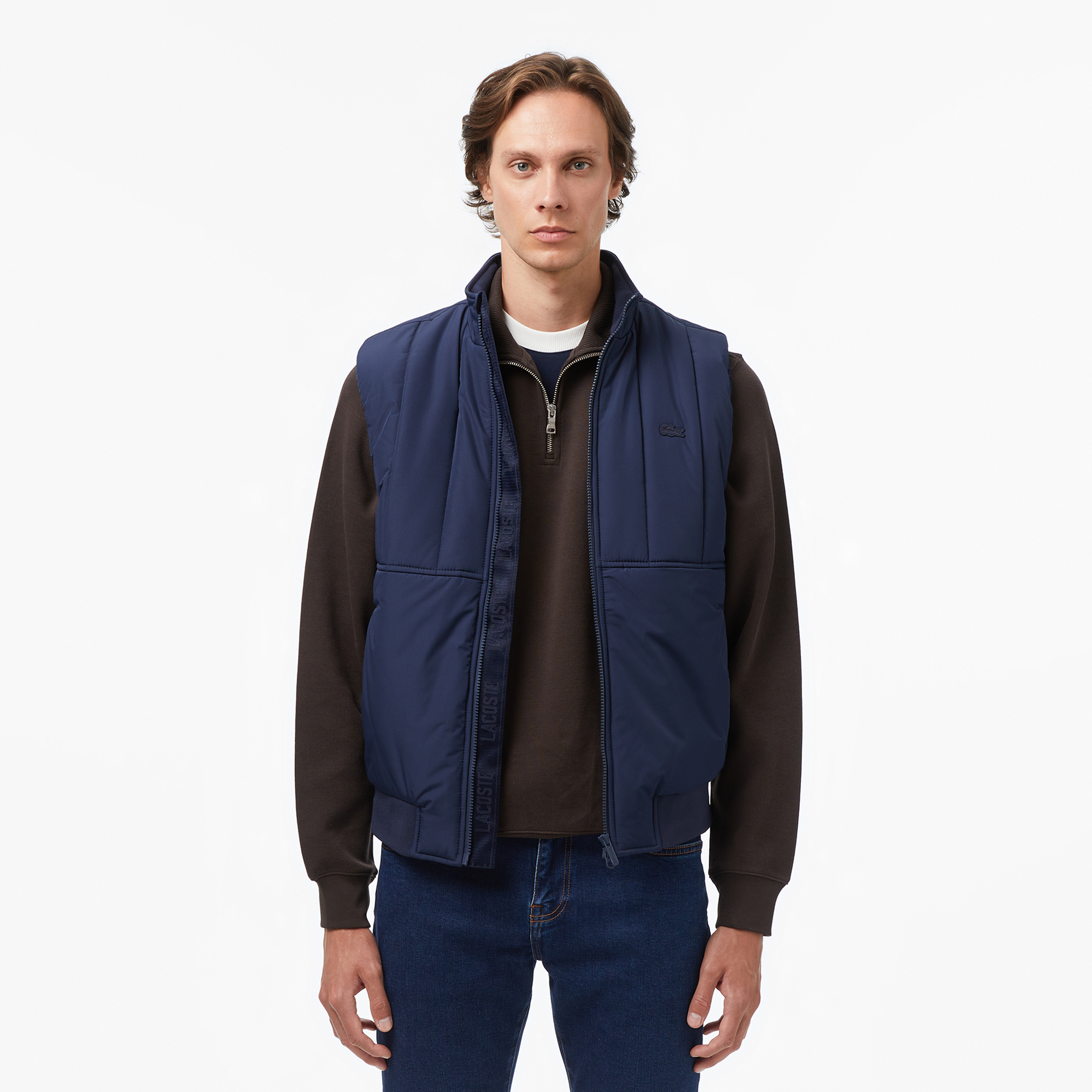  Lacoste Erkek Dik Yaka Lacivert Yelek