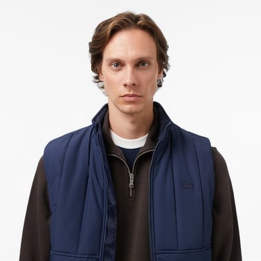  Lacoste Erkek Dik Yaka Lacivert Yelek