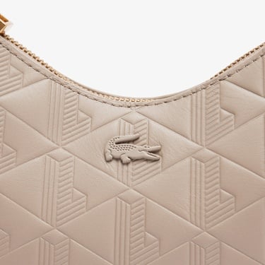  Lacoste Maheki Kadın Monogram Deri Bej Omuz Çantası
